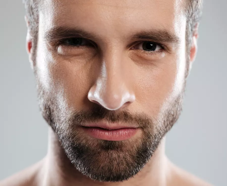 Sexy young bearded man's face