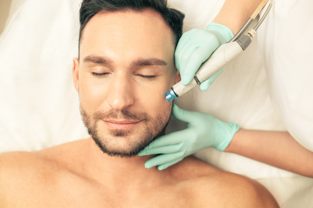 hydrafacial treatment on man